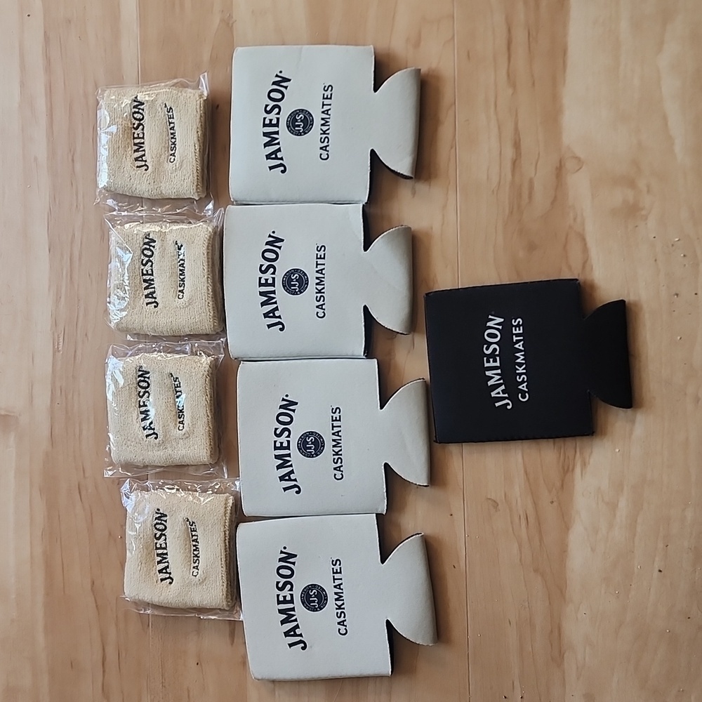 Vintage NEW Jameson Caskmates 4 Wrist Sweat Band Armband 5 Whiskey Coozies